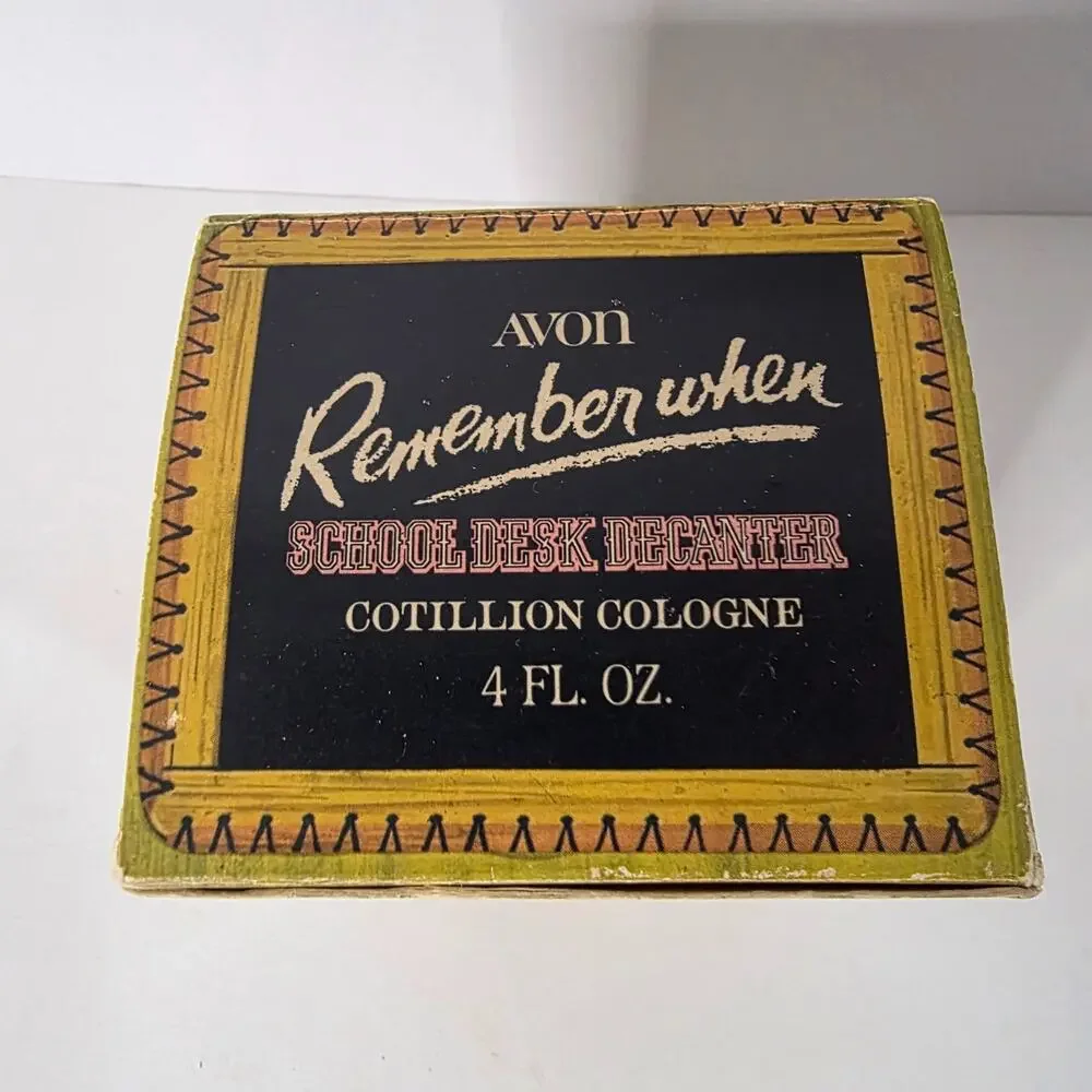 Vintage Avon Remember When School Desk Cotillion Cologne 4oz w Box Empty